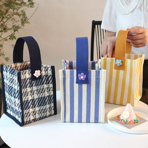 Korean Plaid Waterproof Canvas Bag Mini Tote Bag Gift Bag Fashionable Storage Bag Shopping Bag Women's Handbag
