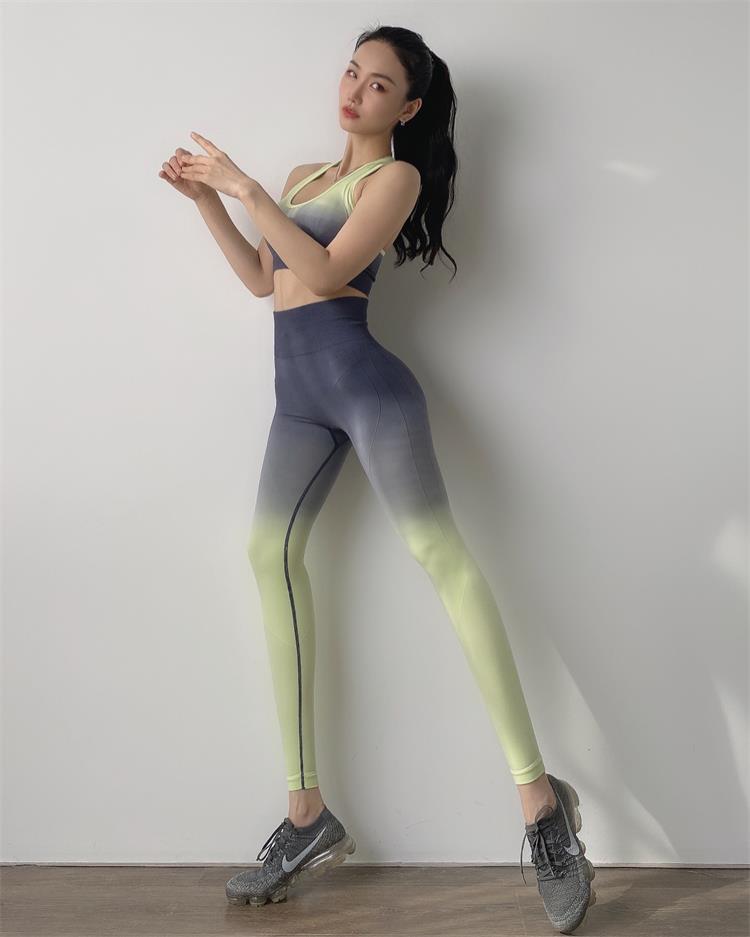 yoga gradient color high waist hip tight fitness pants  NSXER53151