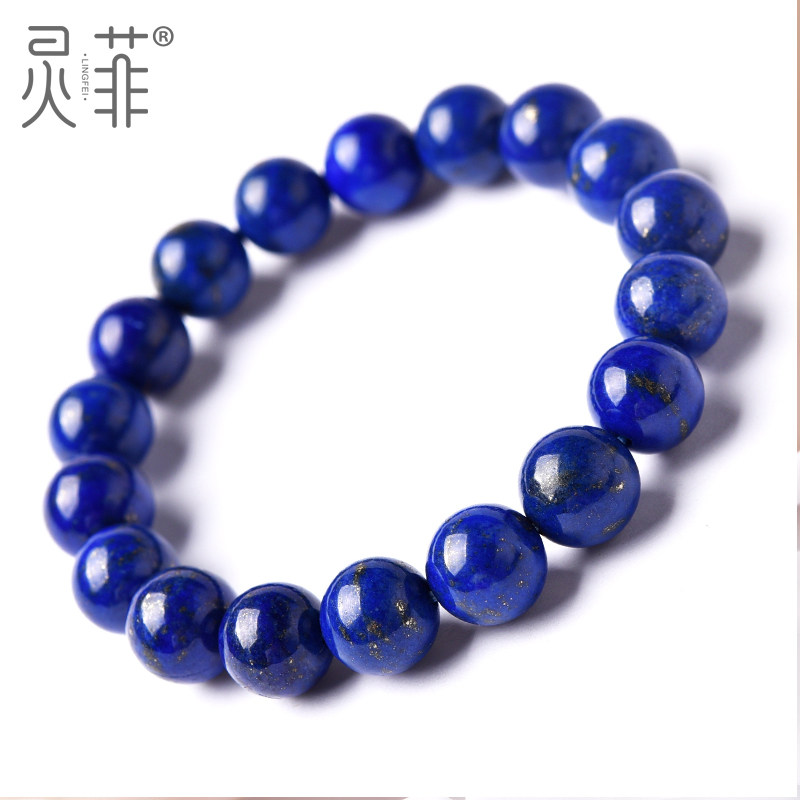天然ラピスラズリのブレスレット（6～14mm）、アフガン・クラインブルービーズ、ルースクリスタル、翡翠のブレスレット、ユニセックス。