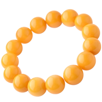 Collectible large-grain chicken fat yellow beeswax bracelet for men natural amber beads loose bead bracelet for women