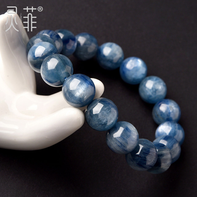 ສາຍແຂນ Kyanite 6-14mm old mineral cat's eye kyanite blue beads loose beads beaded bracelet jewelry for men and women