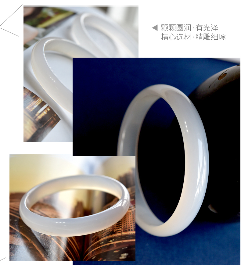 Ling Fei loài đá trắng vòng tay mã não nữ băng qua chalcedony trắng nhỏ vòng tay rộng lớn pha lê để gửi bạn gái của mình vòng pandora pnj