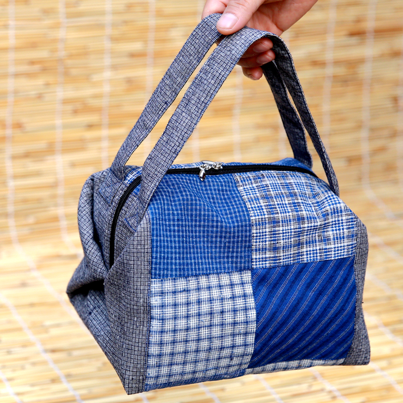 Handmade bag patchwork bag hand bag cosmetic bag storage bag travel bag large capacity lunch bag bento bag DIY
