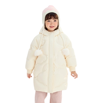 Balabala childrens clothing girls childrens down jacket mid-length 2024 winter new warm hooded baby jacket