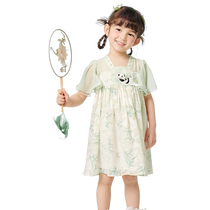 Balabala Childrens Dress Summer Exquisite Panda Girls Princess Dress Little Childrens Fashionable Embroidered Baby Dress