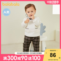 Balabala childrens clothing boy baby Foreign style suit baby winter two-piece gentleman check bow tie handsome tide