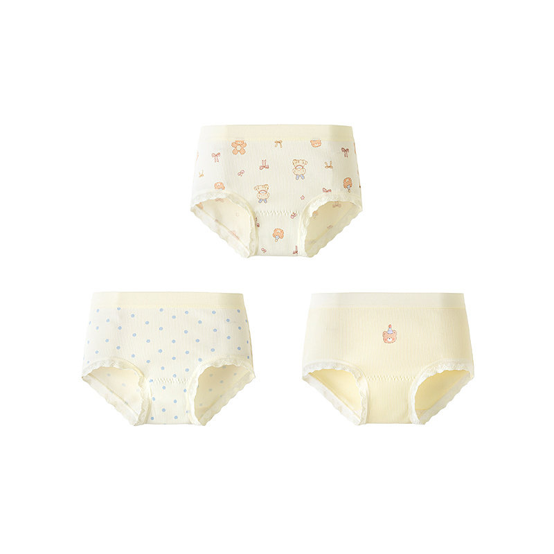 Balabala Girls' Cotton Boxer Briefs Children's Triangle Briefs Baby Boxer Briefs Class a Skin-Friendly Antibacterial Breathable Three-Pack — 3