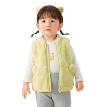 Balabala childrens clothing baby childrens vest winter clothing baby vest outer wear boys tops girls coral velvet cute