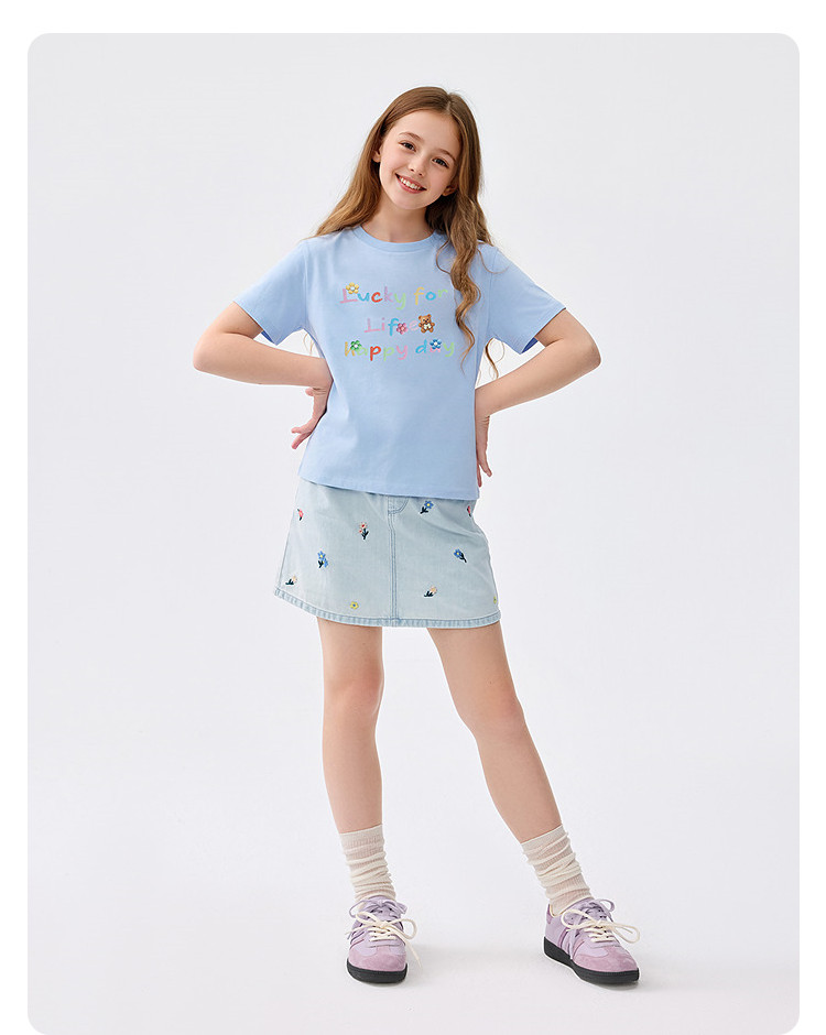 Balabala Kidsren's Clothing Girls' Baby Short-Sleeved T-Shirt Kidsren's 2026 New Summer Clothing Big Kidsren's Moisture-Absorbent Quick-Drying Tops — 30