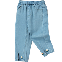 Balabala childrens pants girls slit jeans design childrens autumn clothing baby pants fashionable