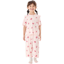 Balabala girls pajamas set summer air-conditioned clothes for small medium and large children baby home clothes cool and antibacterial and sweet