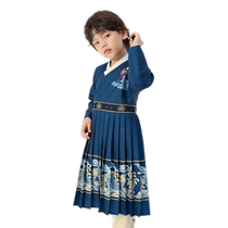 (Same style in the mall) Balabala childrens clothing boys suit 2024 new childrens long-sleeved flying fish suit Chinese style national trend