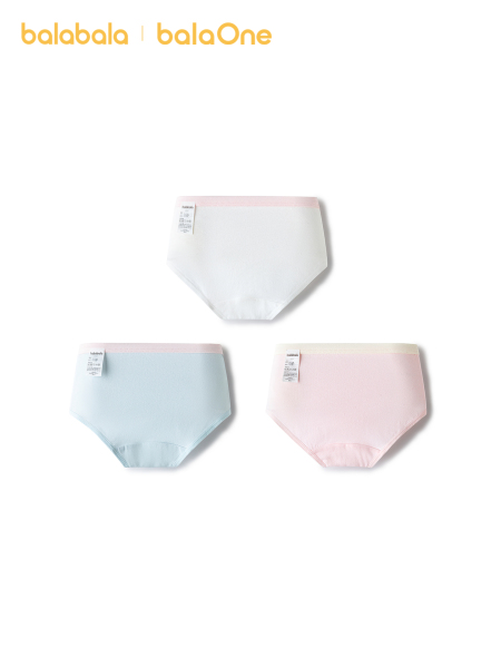 Balabala Girls' Underwear, Pure Cotton Children's Boxer Shorts, Toddler and Big Kids' Triangle A-Class Non-Binding Three-Pack — 3