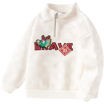 Balabala childrens sweatshirt boys national style embroidered long-sleeved top spring and autumn half-breasted casual wear fashion trend