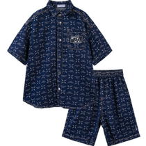 (В торговом центре тот же стиль) Детский костюм с короткими рукавами Balabala джинсовый летний костюм из двух частей для больших детей.
