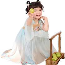 Balabala girls dress baby childrens clothing 2024 new summer clothes childrens skirt national style Hanfu skirt trend