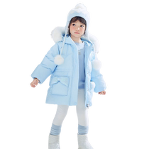 Balabala childrens down jacket girls winter childrens baby childrens clothing shiny fur collar warm jacket
