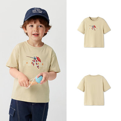 Balabala Short Sleeve Tops Casual Pure Cotton Children's Clothing — 8