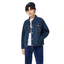Balabala childrens jackets boys denim jackets autumn clothing childrens clothing large childrens pure cotton letter embroidery fashion trend