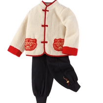 Balabala childrens clothing childrens suits boys and girls long-sleeved spring and autumn 2025 new baby velvet New Years clothing
