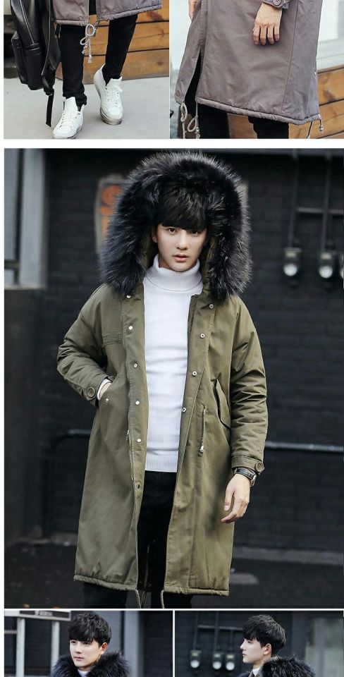 Áo khoác đôi mùa đông dày ấm áp quần áo lớn cotton dài quần áo xu hướng lông lỏng cổ áo bông nhíp bông nam áo phao lông vũ nam