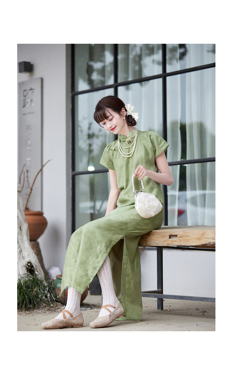 オッズオン　チュニック　緑　和風　チャイナ　美品 オッズオンチュニック緑和風チャイナ美品