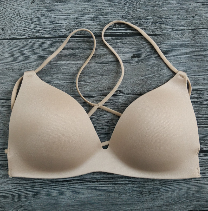 Ban nhạc tam giác mỏng cup mềm cup không có vòng thép chéo tay chạm bikini làm đẹp đồ lót backless áo ngực hở lưng