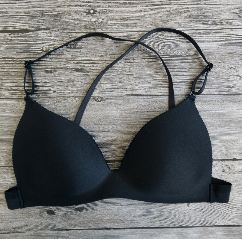 Chéo treo cổ tam giác cup duy nhất khóa vành đai mỏng mềm cup không có vòng thép bra bikini vẻ đẹp backless đồ lót bơi