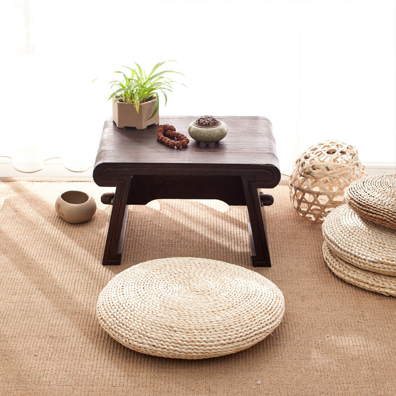 Straw mat Futon Tatami Meditation cushion Thickened meditation Yoga Buddha Worship Round corn fur woven mat Japanese Style