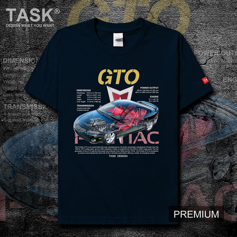 Mỹ xe thể thao xe cơ bắp xe TASK Pontiac GTO cao-powered ngắn tay áo thun nam và mùa hè áo khoác phụ nữ