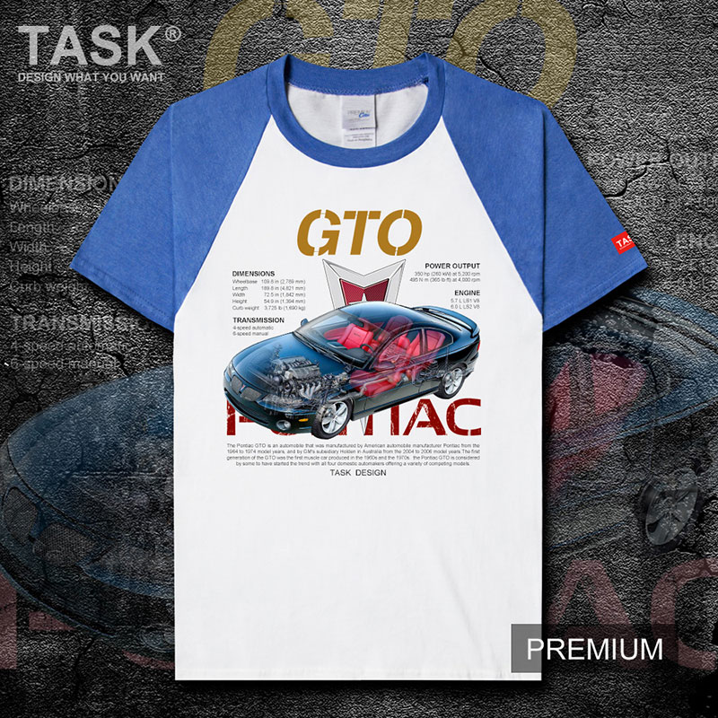 Mỹ xe thể thao xe cơ bắp xe TASK Pontiac GTO cao-powered ngắn tay áo thun nam và mùa hè áo khoác phụ nữ