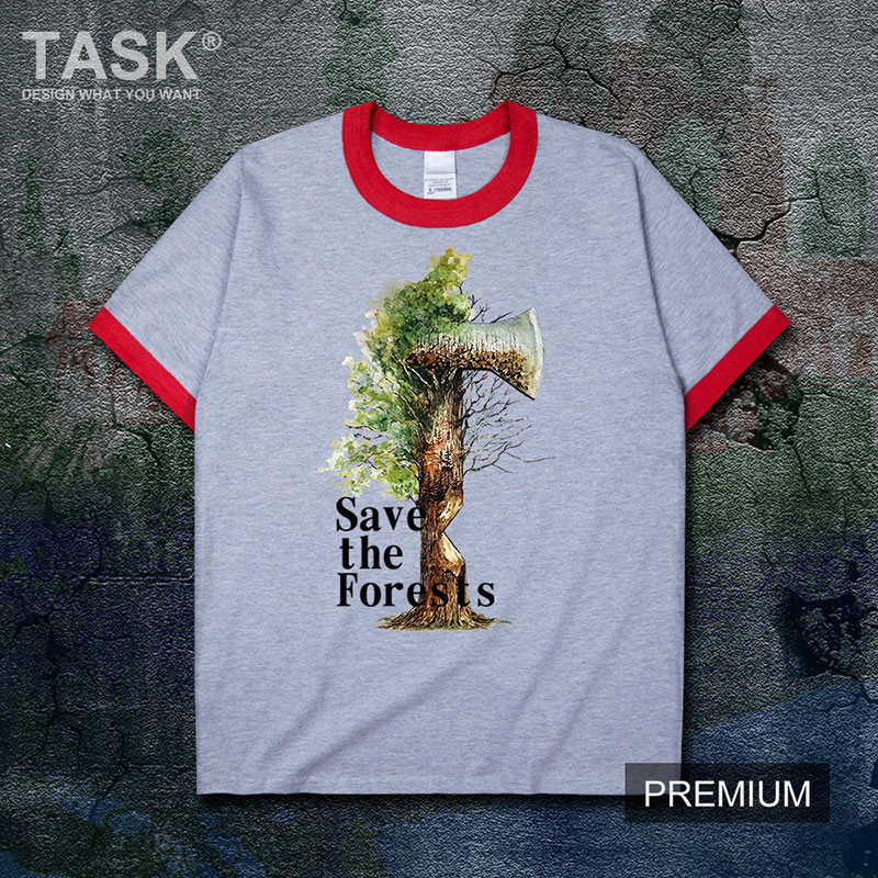 TASK Bảo vệ Trái đất rừng Công Lãi Savethe bông rừng ngắn sleeveprint t-shirt của nam giới và phụ nữ phù hợp với 02