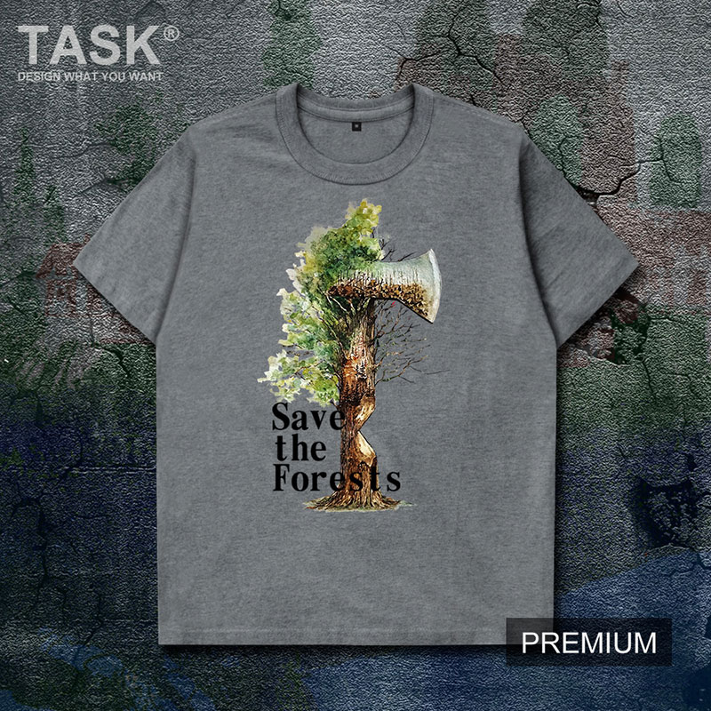 TASK Bảo vệ Trái đất rừng Công Lãi Savethe bông rừng ngắn sleeveprint t-shirt của nam giới và phụ nữ phù hợp với 02