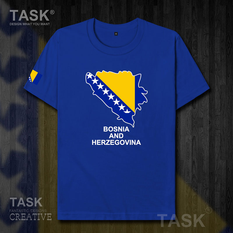 TASK Bosnia và Herzegovina và Herzegovina Quốc Bản đồ bông ngắn tay áo thun quần áo nam và nữ 50