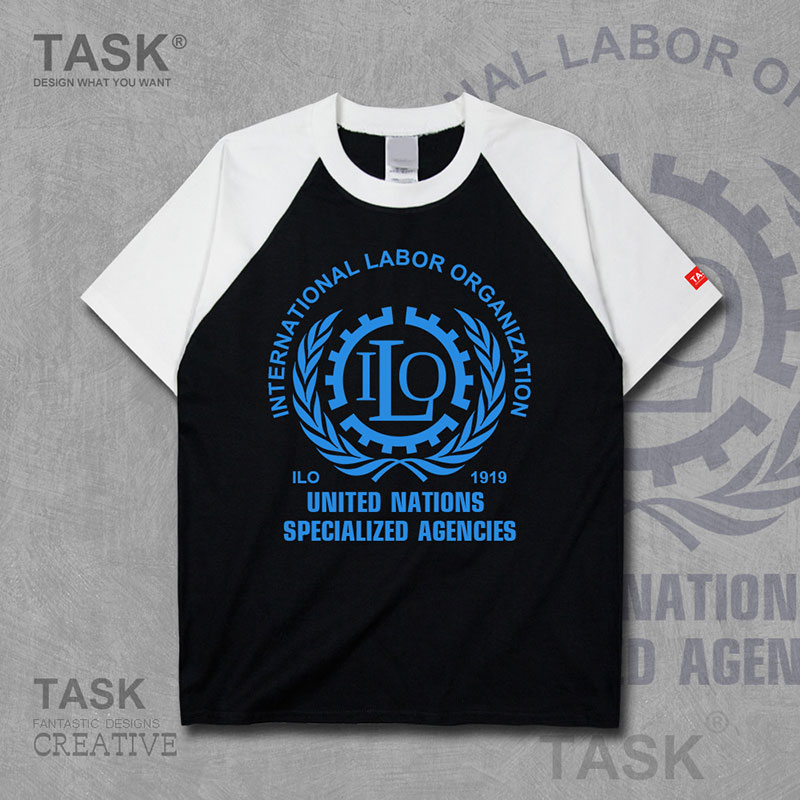 NHIỆM VỤ LIÊN HIỆP QUỐC TẾ LAO ĐỘNG TỔ CHỨC ILO LOGO ngắn tay thun thể thao cho nam và nữ bông T-shirt