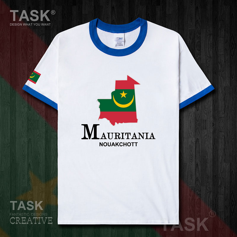 TASK Mauritania Quốc Bản đồ bông ngắn tay áo thun nam và nữ thể thao T-Shirt Summer 50