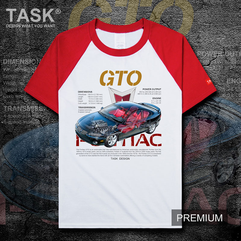 Mỹ xe thể thao xe cơ bắp xe TASK Pontiac GTO cao-powered ngắn tay áo thun nam và mùa hè áo khoác phụ nữ