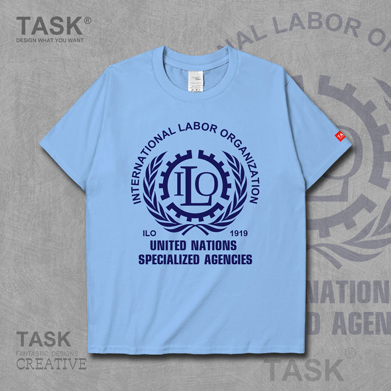 NHIỆM VỤ LIÊN HIỆP QUỐC TẾ LAO ĐỘNG TỔ CHỨC ILO LOGO ngắn tay thun thể thao cho nam và nữ bông T-shirt