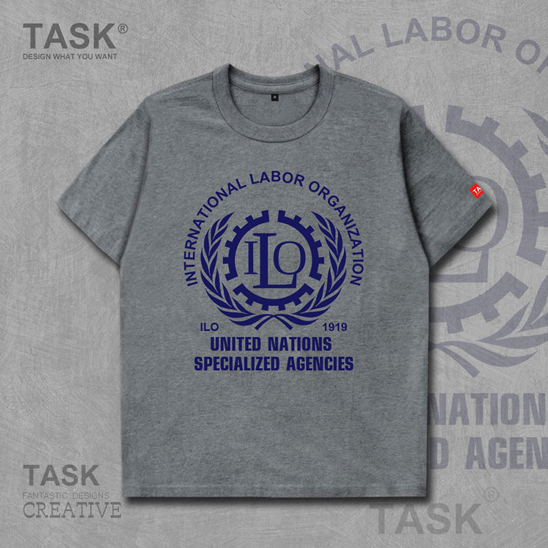 NHIỆM VỤ LIÊN HIỆP QUỐC TẾ LAO ĐỘNG TỔ CHỨC ILO LOGO ngắn tay thun thể thao cho nam và nữ bông T-shirt