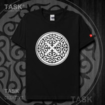 Set unbounded Kazakh elements KAZAKH pattern personality ethnic characteristics Pure cotton short-sleeved T-shirt mens and womens clothing customization