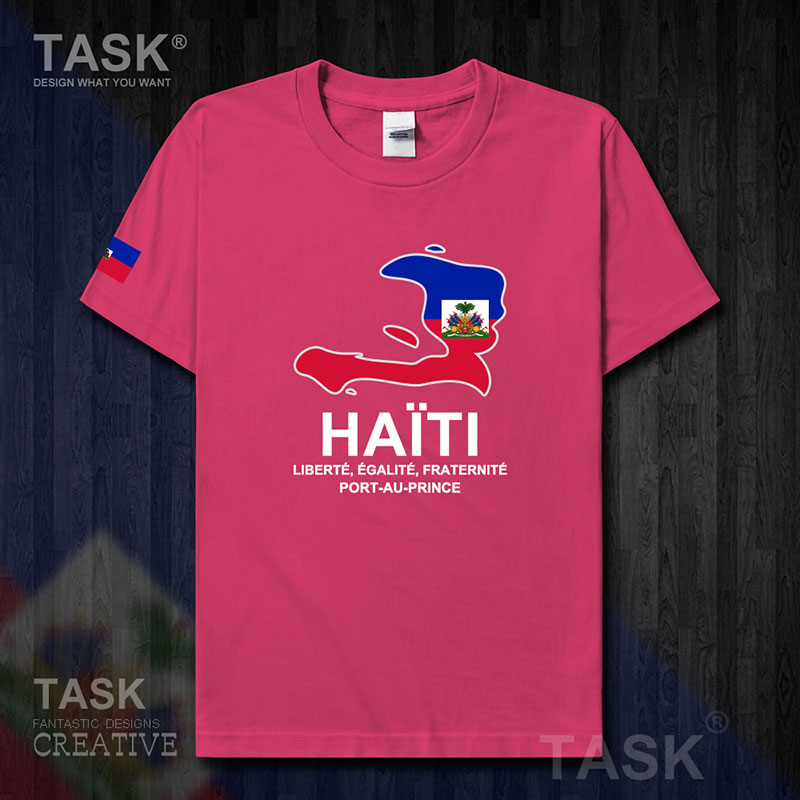 TASK Haiti Quốc Bản đồ Creative bông ngắn tay áo thun nam và nữ Casual thể thao Half-Sleeve Summer 50