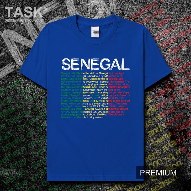 TASK Senegal in ngắn tay bông đội tuyển quốc gia mặc bóng đá bình thường mùa hè áo thun nam và nữ