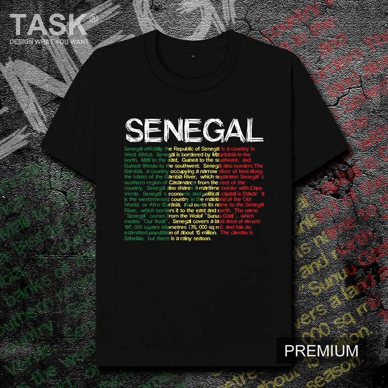 TASK Senegal in ngắn tay bông đội tuyển quốc gia mặc bóng đá bình thường mùa hè áo thun nam và nữ