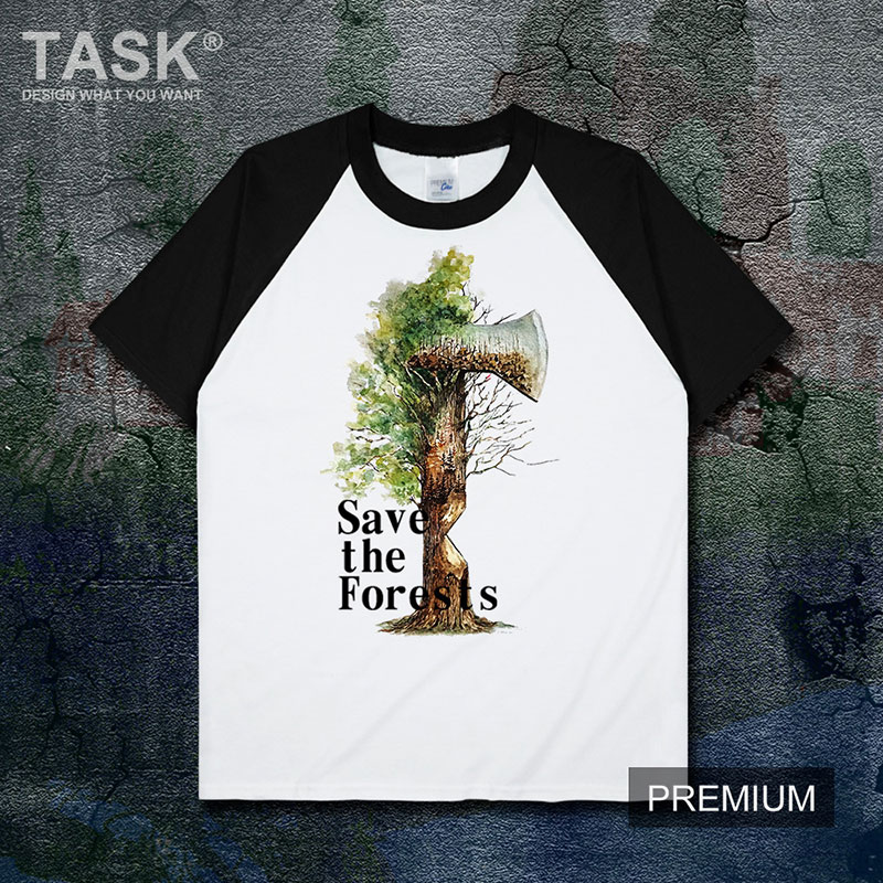 TASK Bảo vệ Trái đất rừng Công Lãi Savethe bông rừng ngắn sleeveprint t-shirt của nam giới và phụ nữ phù hợp với 02