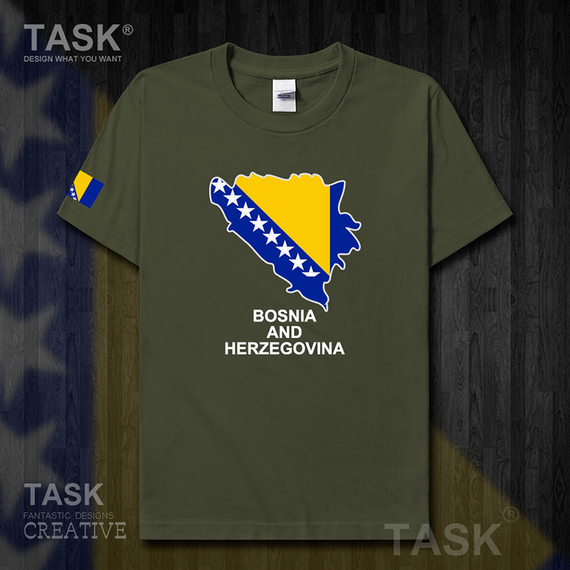 TASK Bosnia và Herzegovina và Herzegovina Quốc Bản đồ bông ngắn tay áo thun quần áo nam và nữ 50