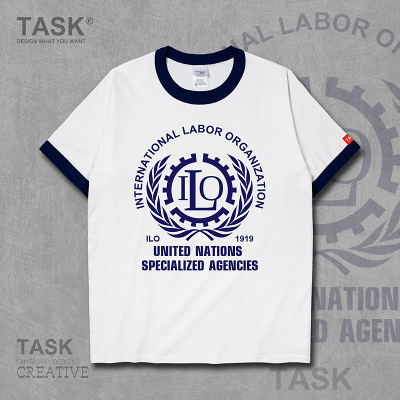 NHIỆM VỤ LIÊN HIỆP QUỐC TẾ LAO ĐỘNG TỔ CHỨC ILO LOGO ngắn tay thun thể thao cho nam và nữ bông T-shirt