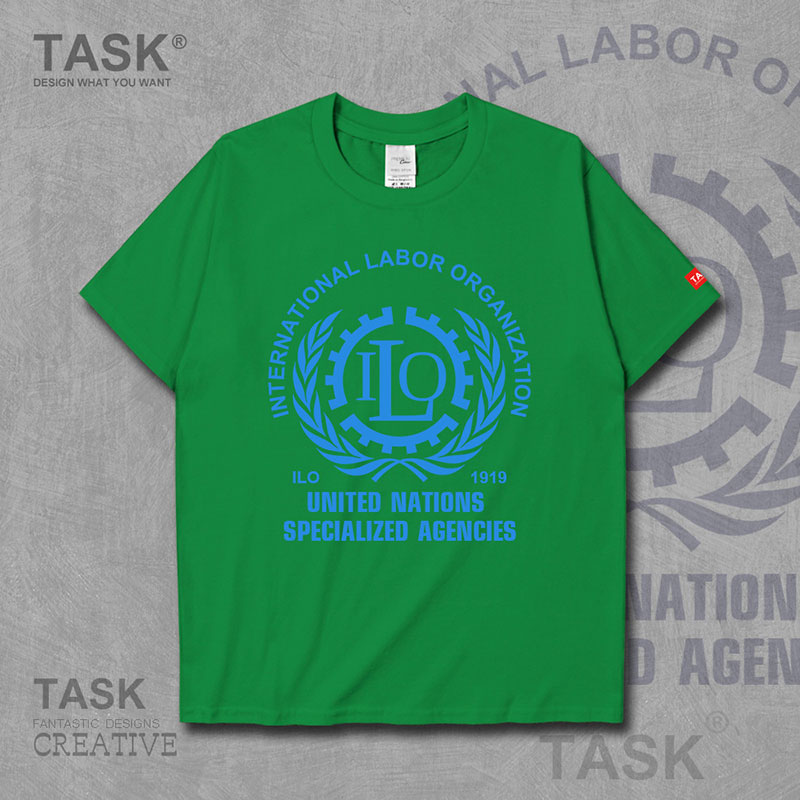 NHIỆM VỤ LIÊN HIỆP QUỐC TẾ LAO ĐỘNG TỔ CHỨC ILO LOGO ngắn tay thun thể thao cho nam và nữ bông T-shirt