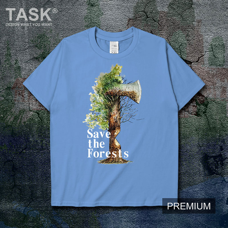 TASK Bảo vệ Trái đất rừng Công Lãi Savethe bông rừng ngắn sleeveprint t-shirt của nam giới và phụ nữ phù hợp với 02