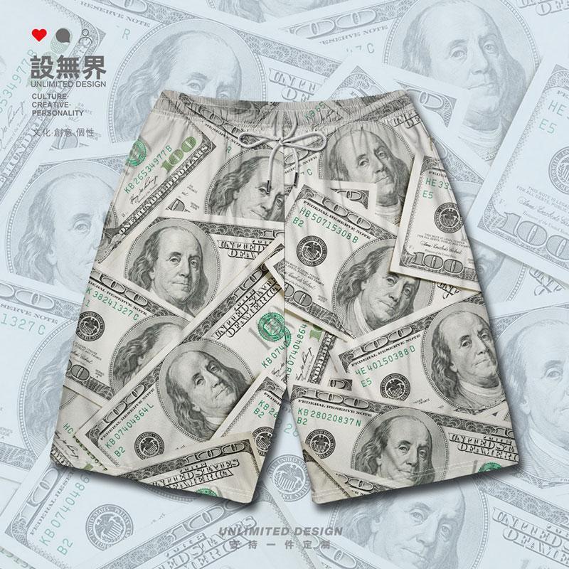Dollar Bill Currency Symbols Printed Sports Shorts for Men and Women ins Large Shorts Design Unbounded