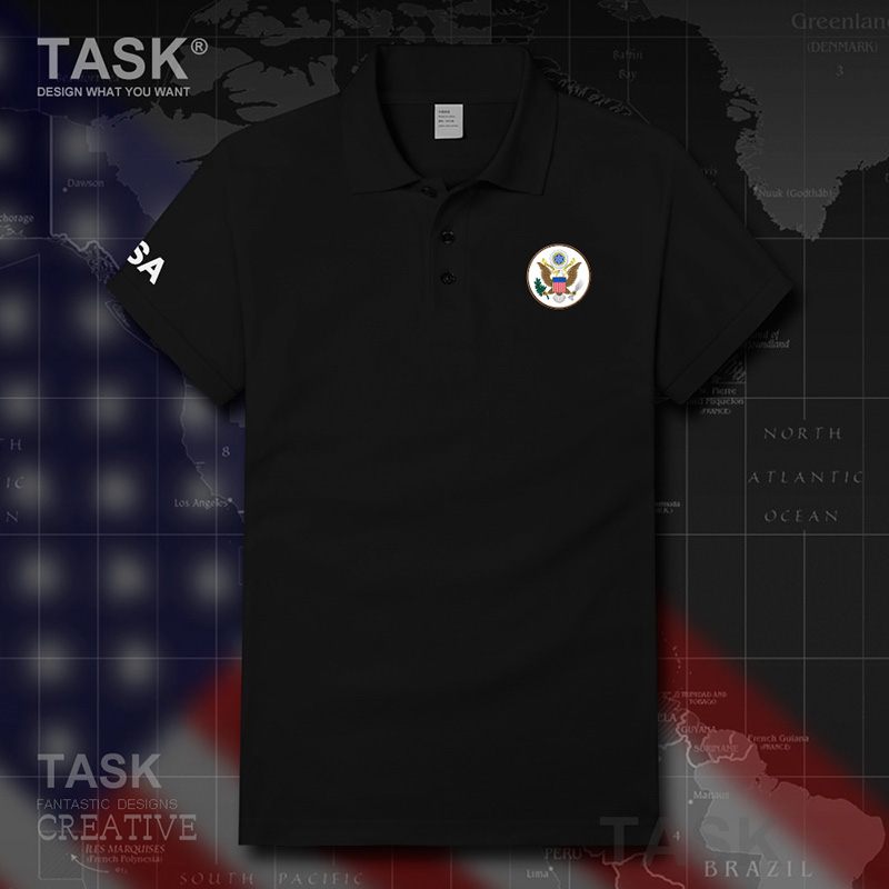 Thể thao TASK USA USA nam Lập Polo Shirt quốc gia Đội bóng ngắn tay áo T-Shirt